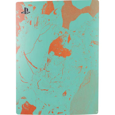 Turquoise and Orange Marble PS5 Digital Edition Bundle Skin